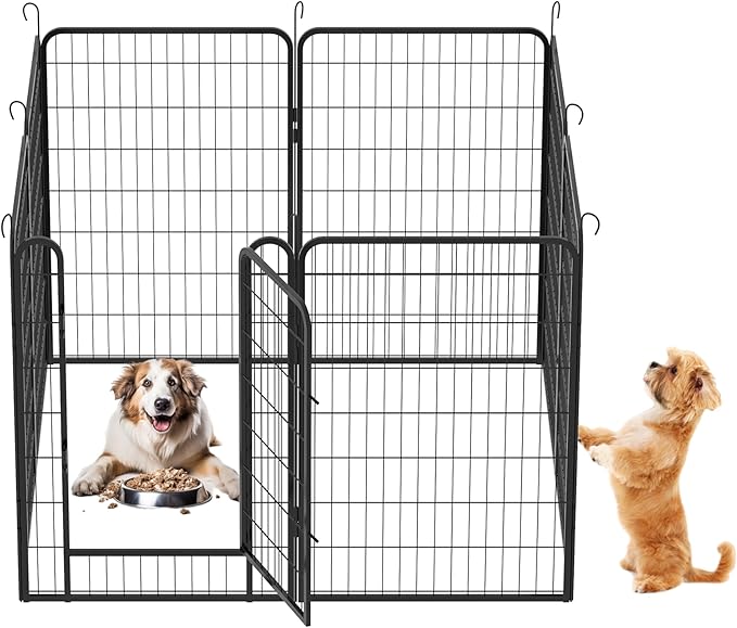 Dog Playpen, Outdoor Dog Fence, 12 Panels, 40" H Dog Pen for Large/Medium/Small Dogs, Heavy Duty Metal Pet Fence with Gate, Portable Dog Fence for RV Camping and Yard (Black)-PurrikoPets