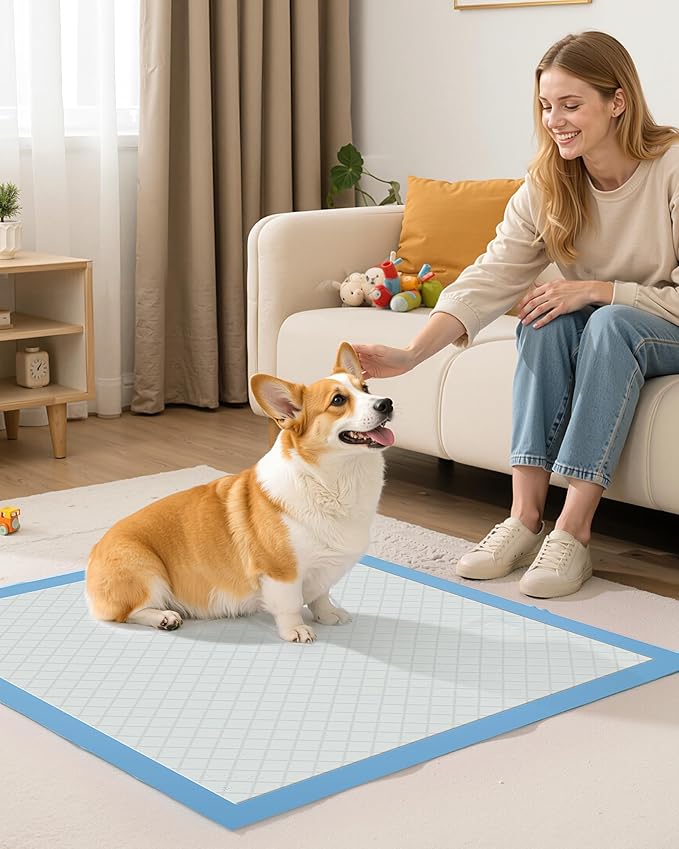 150-Pack Large Puppy Pads - 22'' x 22'' Pee Pads for Dogs Potty Training with Leak-Proof Quick-Dry Design, 6-Layer Dog Pads Large, Blue-PurrikoPets