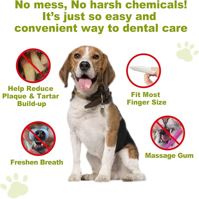 DR.EASY Breath Freshener Dental Finger Wipes 80ct for Dog & Cat, Help Wipe Away Plaque&Tartar, No Added Harsh Chemicals No Brush Formula-PurrikoPets