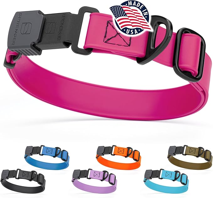 Dogline Biothane Waterproof Dog Collar with Herm Sprenger Stainless Steel Quick Release Buckle – Heavy Duty Tactical Durable Collar for Dogs – Comfortable and Safe Pet Collar, W 1" L 15-25", Magenta-PurrikoPets