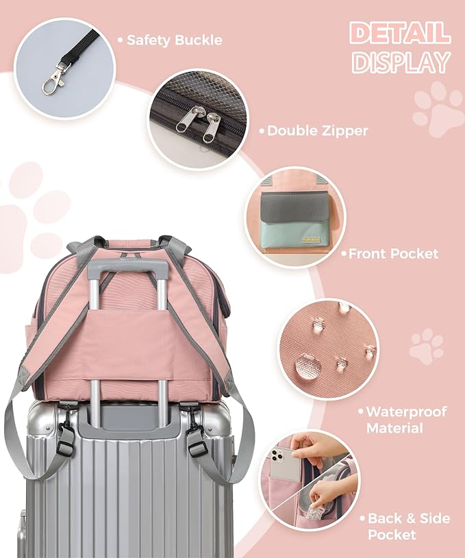 Expandable Pet Carrier Backpack, Cat Carrier Backpacks with Breathable Mesh for Cats Small Dogs Puppies Up to 25 Lbs Airline Approved Waterproof Travel Carrier with Safety Buckle for Hiking & Flights-PurrikoPets