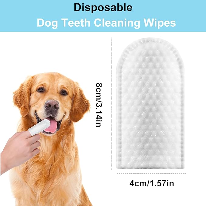 Dog Teeth Finger Wipes Cat Dental Finger Wipes, Puppy Teeth Cleaning Wipes, Pet Oral Care Pack of 50-PurrikoPets