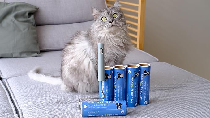Extra Sticky Large Lint Roller Refills, 6.3'' Giant Lint Roller Refills for Pet Hair, Clothes&Furniture Cleaning, 540 Sheets in Total-PurrikoPets
