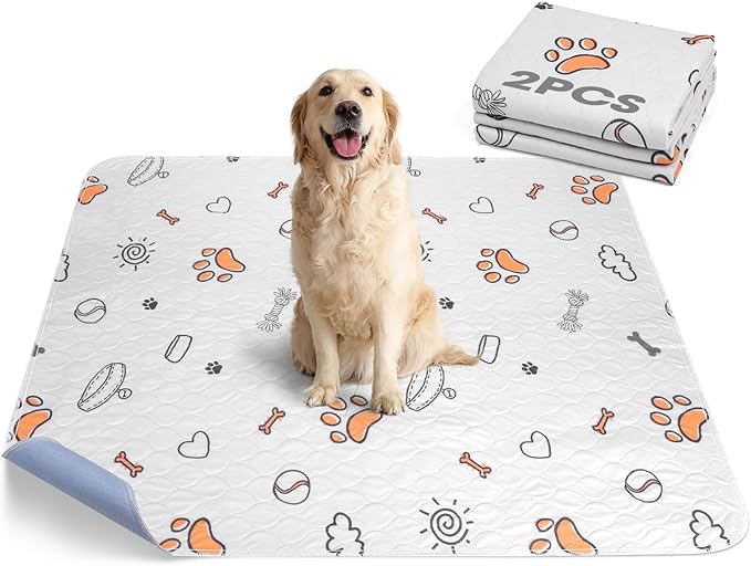 FURTIME Washable Pee Pads for Dogs, 2 Pack Large 41''x41'' Super Absorbent Reusable Dog Training Pads, 100% Waterproof Non-Slip Whelping Playpen Crate Mat Bed Products Gray (Gray Puppy Pads-41x41)-PurrikoPets