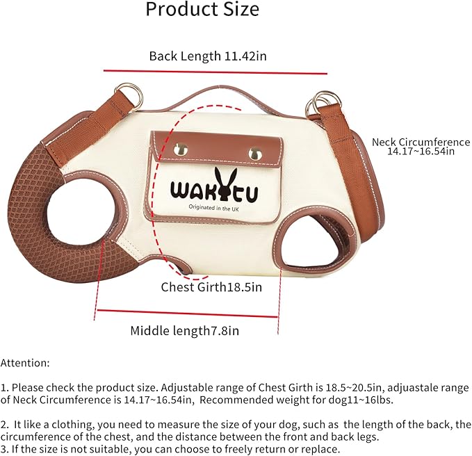 Dog Lift Harness Dog Carrier VES Harness Adjustable Leash with Small Puppy Treat Bag,Fits Most Cars,L-PurrikoPets