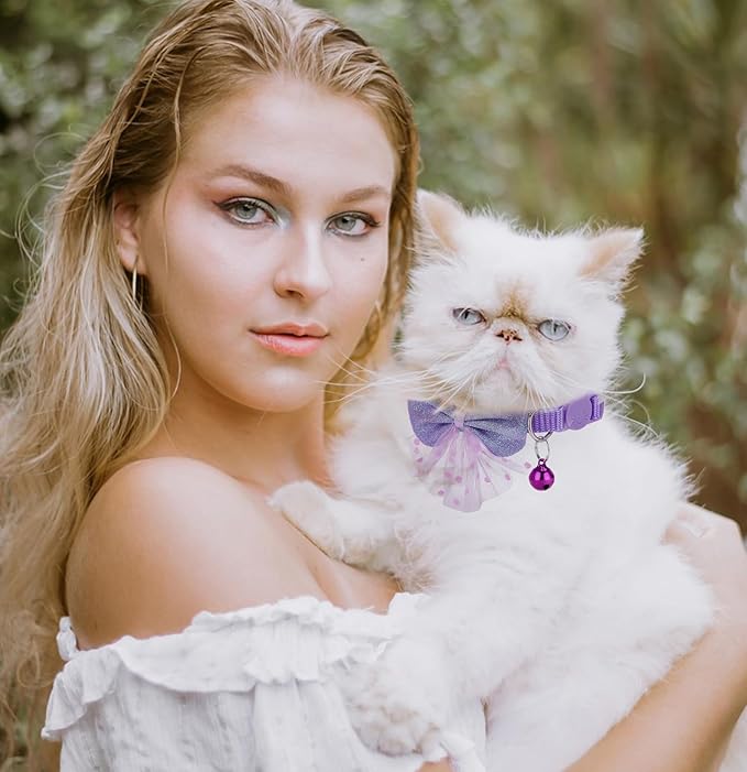 16 PCS Cute Cat Collars Breakaway with Bell for Boy Cats and Girl Cats Gifts (#2-Multicolor Lace)-PurrikoPets