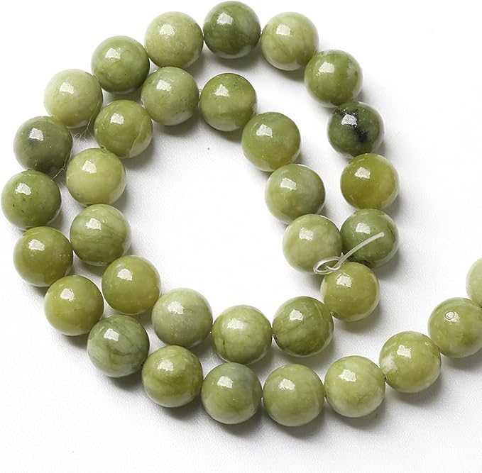 90PCS 8MM Natural Stone Chinese Green Jade Loose Beads for Jewelry Making DIY Bracelet Necklace