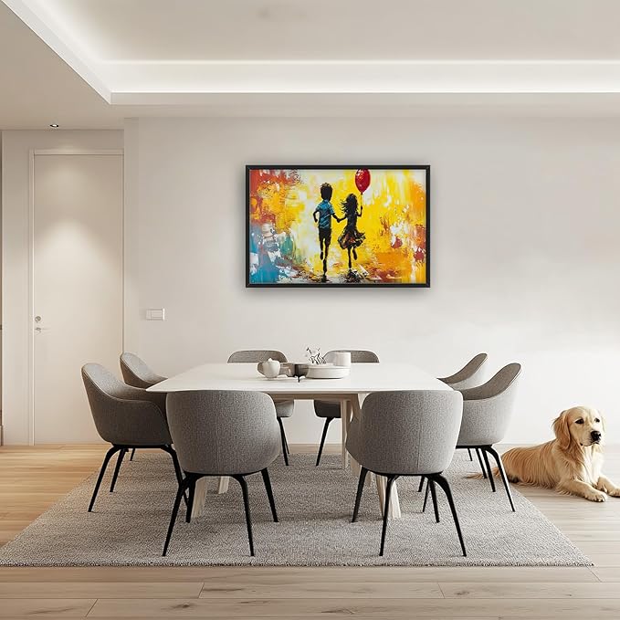 Framed Large Banksy Wall Art for Living Room, Oversized Colorful Graffiti Children Wall Decor, Peaceful Canvas Painting Pictures Modern Artwork Home Decoration for Living Room Bedroom 36"x24"-PurrikoPets