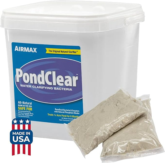 Airmax PondClear Packets, Beneficial Bacteria & Enzyme Clarifier Treatment with Ecoboost PRx, Clear & Clean Pond & Lake Water, Safe for Fish, 24 Count-PurrikoPets