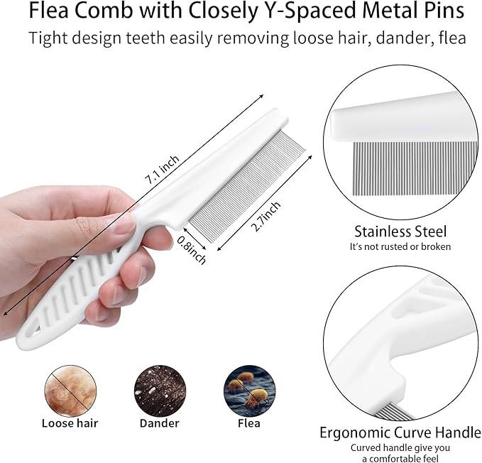 5 PCS Dog Grooming Brush Kit – Self Cleaning Slicker Brush for Shedding Short & Long Haired Dogs & Cats. Removes Loose Fur, Undercoat, Mats, Tangles. Suit for Small, Medium & Large Pets. Blue-PurrikoPets