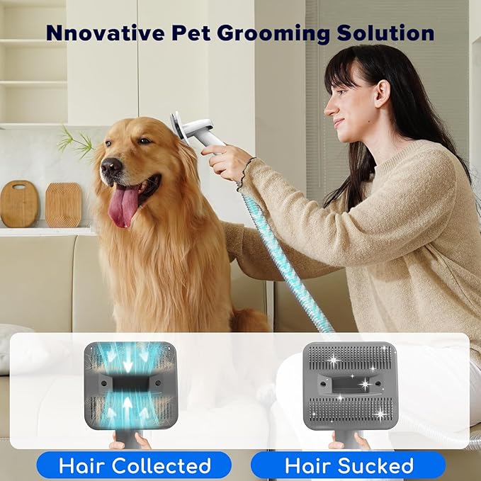 Dog Grooming Kit & Dog Hair Vacuum,15000 Pa Powerful Suction, Pet Grooming Vacuum Removes 99% Pet Hair, Includes Clippers, Brush, Nail Trimmer Grinder, Stainless Steel-PurrikoPets
