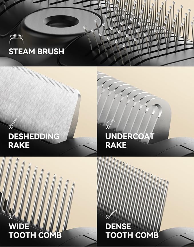 5-in-1 Cat Hair Brush, Dog Grooming Steam Comb for Long Short Haired Indoor Cats Spritz Comb for Deshedding, Detangling, Pet Brush for Kitten Rabbit Massage, with 3 Essence Liquid-PurrikoPets