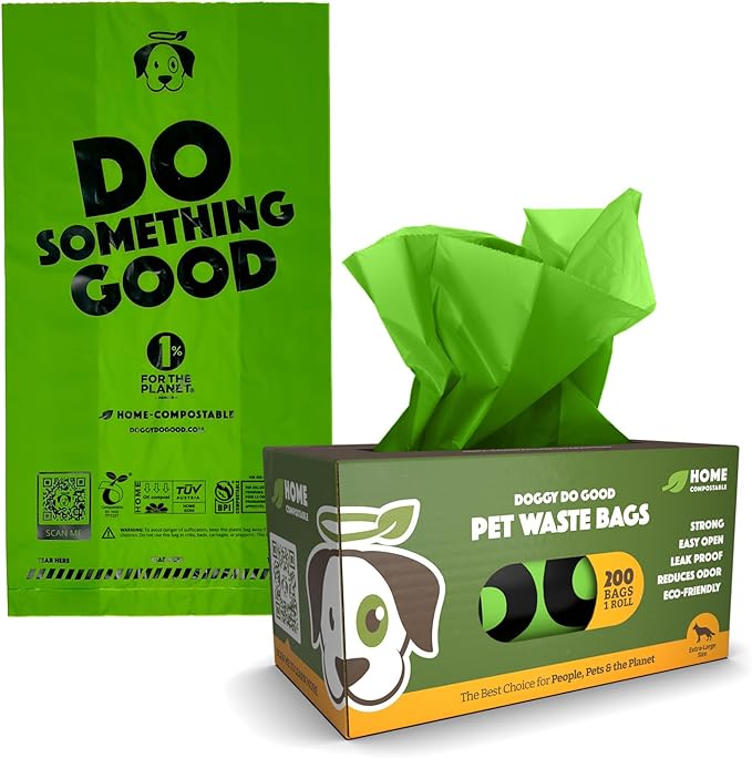 Doggy Do Good Poop Bags | Dog Waste Bags | Unscented, USDA Certified Biobased, Thick & Leak Proof, Easy Open | Standard Size | 100 Count on a Single Roll-PurrikoPets