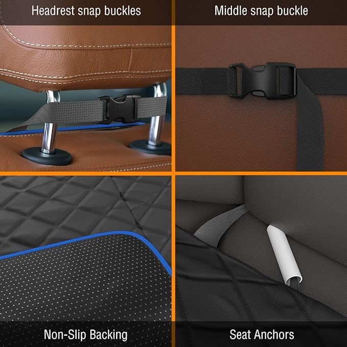 Active Pets Dog Car Seat Cover, Waterproof Front Seat Protector for SUV Truck Sedan, Pet Safety Travel Comfort System with Universal Fit, Blue-PurrikoPets