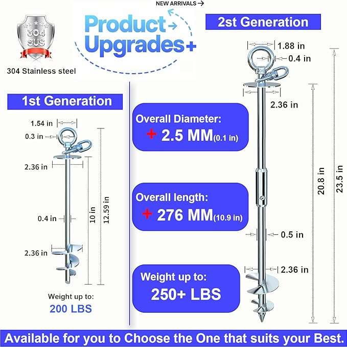 Dog Tie Out Stake for Yard,(up to 300lbs),360° Swivel Dog Run Anchor,Use Any Tie Out Cable or Yard Leash- Outdoor Camping(Anchor Only)-PurrikoPets