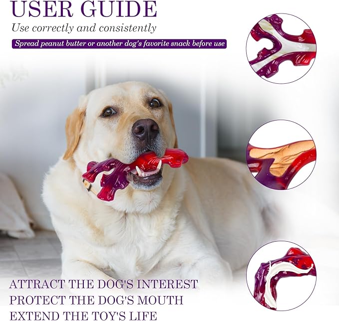 3 Pack Indestructible Dog Chew Bones for Aggressive Chewers - Heavy Duty Long Lasting Chew Toys for Large Dogs, Nylon Teeth Cleaning Toys-PurrikoPets