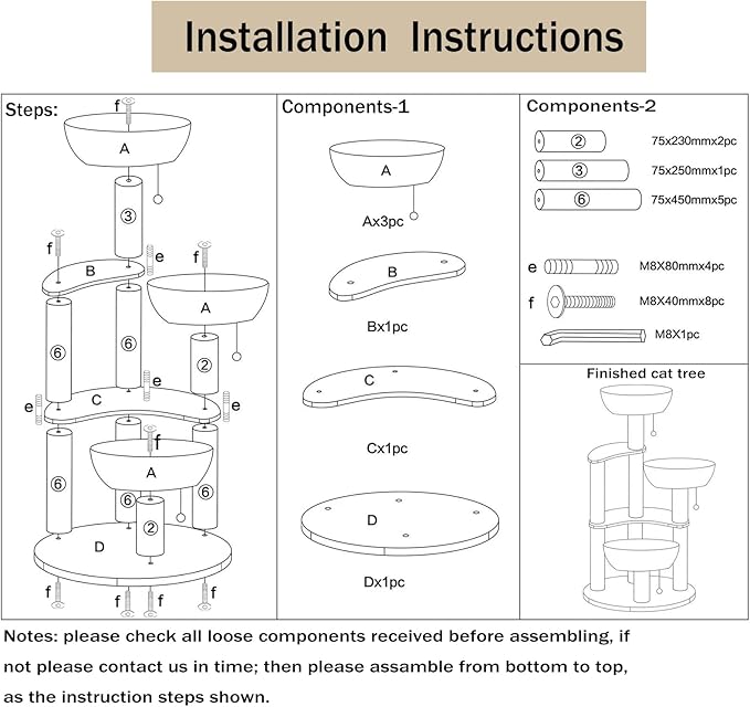 52" Modern Cat Tree Tower for Large Cats, 3Cat Nests Manual Hand Woven Multilevel Huge Paws Pals Cat Tree, Wood Cat Tower, Cat Scratching Tree, Cat Condo, Cat Lover Gift-PurrikoPets