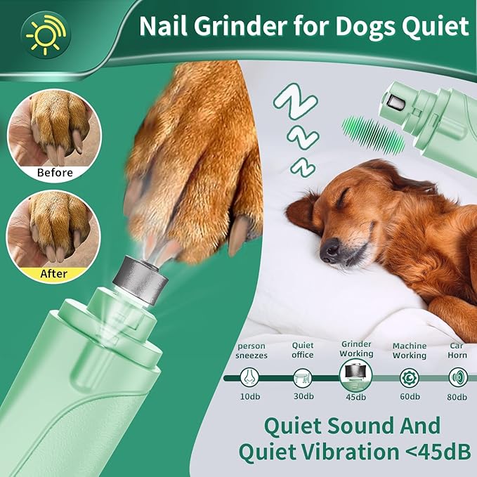 Dog Nail Clippers & Cat Nail Clipper with Catcher, 2 in 1 Dog Nail Trimmers & Grinder with Light for Large Small Dogs Cats,Silent Groom Pro Claw Trimmer, Rechargeable Dogs Nails Grinder Quiet-PurrikoPets