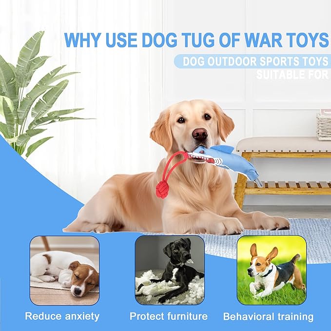 Dog tug of war Toy with Handle,Interactive Dog Toys with Squeak for Aggressive chewers, Durable Bungee Cord Toy with chew Ball-PurrikoPets