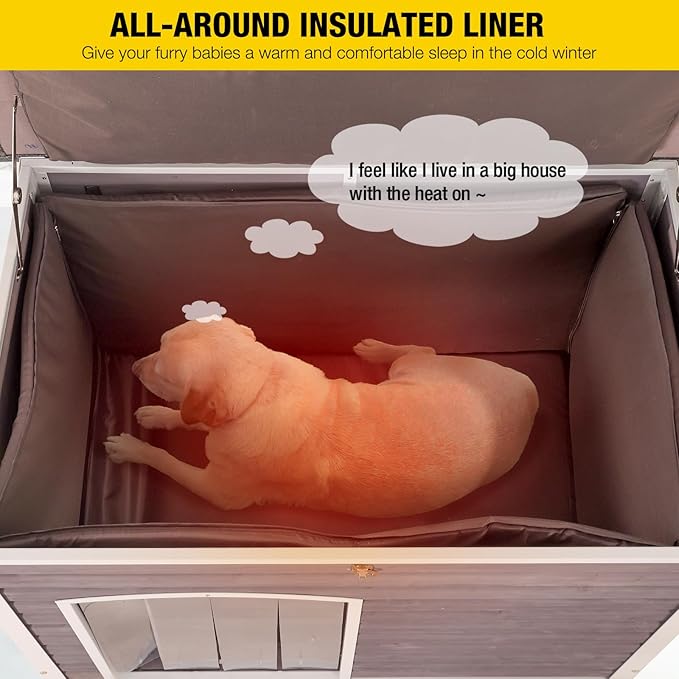 Aivituvin Insulated Dog House for Winter Outdoor Dog Kennel with All-Around Iron Frame- 100% Insulated Guarantee-PurrikoPets