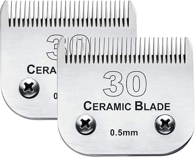 2Pack 30 Blade Dog Grooming Clipper Blades Compatible with Andis/Wahl/Oster Dog Clippers,Detachable Stainless Steel Blade,Size-30, 1/50-Inch Cut Length (64260)-PurrikoPets