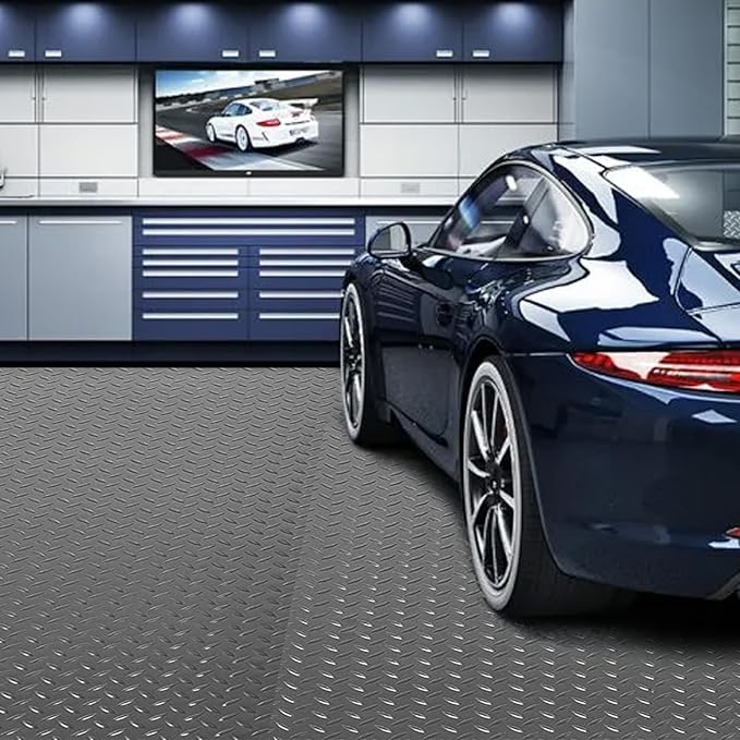 5Ft x 12Ft Rubber Flooring Mats 1.6mm Diamond Plate Flooring Roll 60sqft Rubber Trailer Garage Floor Mats Non-Slip Floor Protector Mat for Garage Warehouse Gym Basement-Gray-PurrikoPets