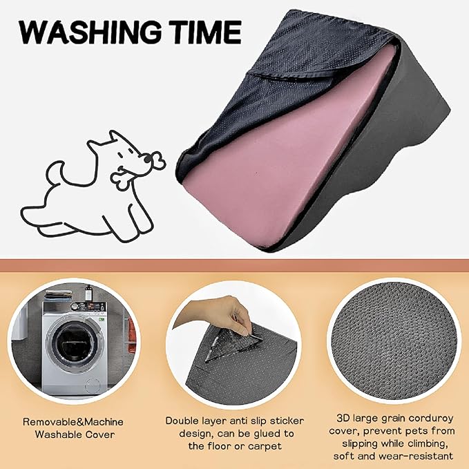 Dog Stairs for High Beds Couches 2-Step 2-5 Step Pet Stairs Steps for Small Large Dogs Cats Non-Slip Balanced Ramp Indoor Stairs with Non-Slip Sticker 30D Grey-PurrikoPets