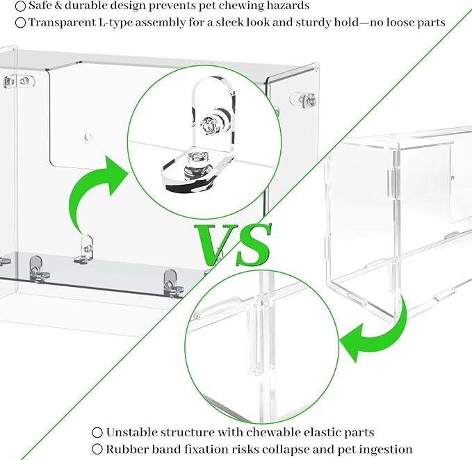 Acrylic Rabbit Hay Feeder with Lid, Transparent Hanging Food Dispenser Hay Feeder for Bunny Rabbits Guinea Pig Cage Chinchillas Hamsters Small Pets and Animals（Medium-PurrikoPets