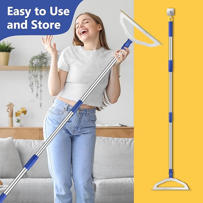 12”Wide Large Metal Carpet Rake Pet Hair Removal Broom, 54" Thicker Handle Low Pile Carpet Brush, Dog Cat Pet Hair Remover, Embedded Fur Pro Clean Removal Tool, Rug Couch Stair Scraper-PurrikoPets