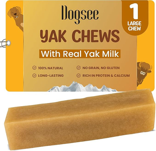 Dogsee Chew Dog Dental Chews | Long Lasting Dog Chews for Large Dogs | Yak Cheese Flavored Himalayan Dog Chew That Will Lower The Chances of Plaque and Tartar Growth | 1 Bar-PurrikoPets