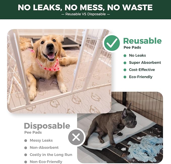 FXW Washable Pee Pads for Dogs, Puppy Pads with Super Absorbent, Specifically Designed for 48inch Cages, 47" × 29" Rectangle, Khaki, 1 Pack-PurrikoPets