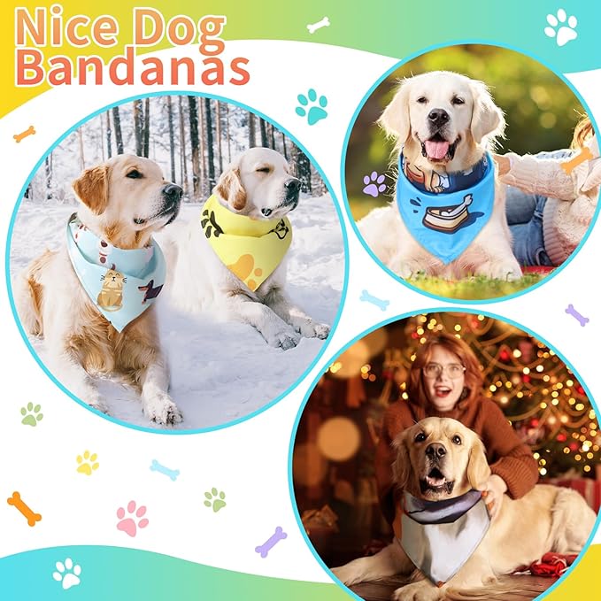 100 Pcs Paw Dog Bandanas Bulk Paw XL Pet Bandanas Colorful Triangle Pet Bibs Scarfs for Medium Large Dogs Spring Summer Birthday Holiday Costume Decoration-PurrikoPets