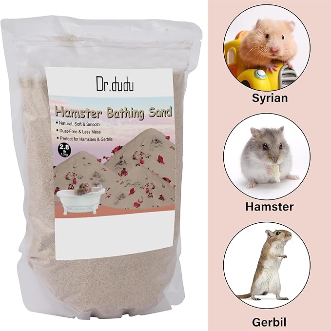 DR.DUDU Hamster Bath Sand, 2.8lb Dust Free Desert Sand or Potty Litter Sand for Hamster Chinchillas Gerbil Syrian Mice Small Animals (Beige, Flower Smell)-PurrikoPets