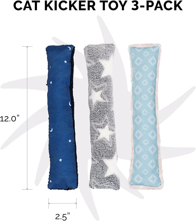 Furhaven 3-Pack Catnip Plush Cat Kicker Toy - Catnip Bags Included - Durable & Washable - Space Print, Set of 3-PurrikoPets