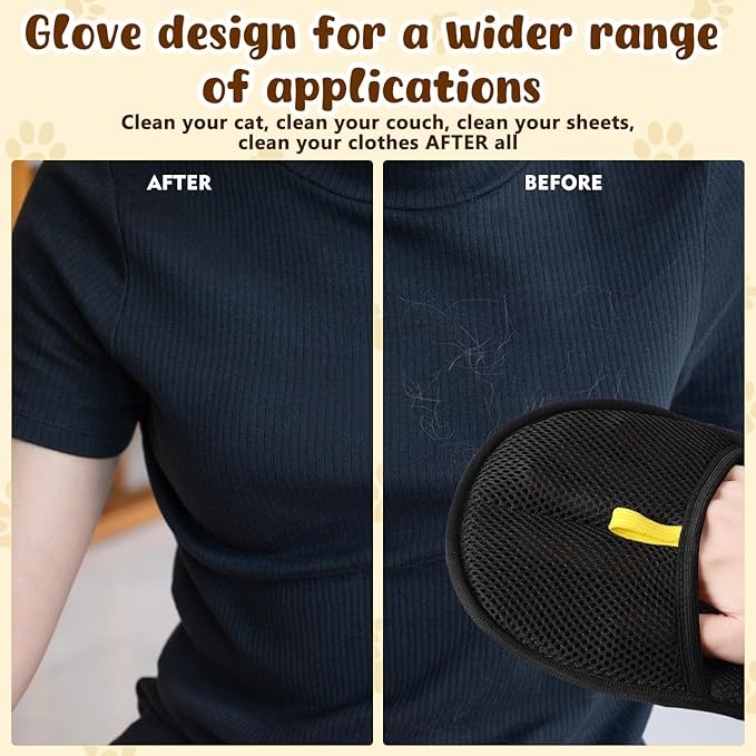 2Pcs Pet Hair Removal Glove, New Upgrade Efficient Grooming Gloves for Pet Hair,Cat Grooming Gloves for Hair Removal,Versatile Reusable Electrostatic Pet Hair Remover Glove-PurrikoPets