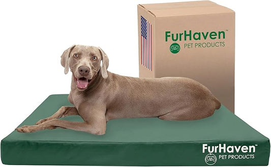Furhaven Water-Resistant Cooling Gel Dog Bed for Large Dogs w/ Removable Washable Cover, For Dogs Up to 125 lbs - Indoor/Outdoor Logo Print Oxford Polycanvas Mattress - Forest, Jumbo Plus/XXL-PurrikoPets