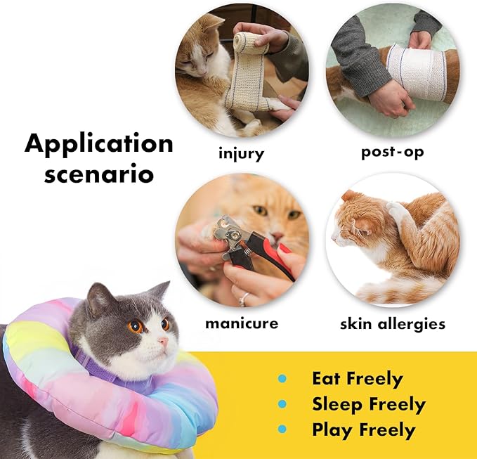 EWES Cat Cone Collar Soft S Size,Alternative Neck Cones to Stop Licking,Comfy Elizabethan Collars After Surgery Neuter,Donut Collar for Pet Cat Dog Kitten e Collar Recovery Shame-PurrikoPets