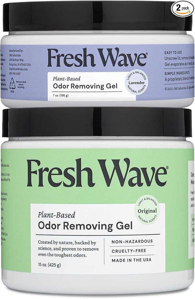Fresh Wave Odor Removing Gel, Original 15 oz. & Lavender 7 oz.| Safer Odor Absorbers for Home | Natural Plant-Based Odor Eliminator | Every 7 oz. Lasts 15-30 Days | for Cooking, Trash & Pets-PurrikoPets
