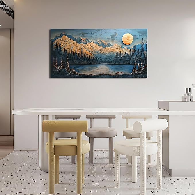 Extra Large Wall Art Mountain Forest Canvas Living Room Cabin Country Pictures Framed Prints Oversize Wall Decor Big Painting Artwork for Bedroom Dining Office Home 60"x30"-PurrikoPets