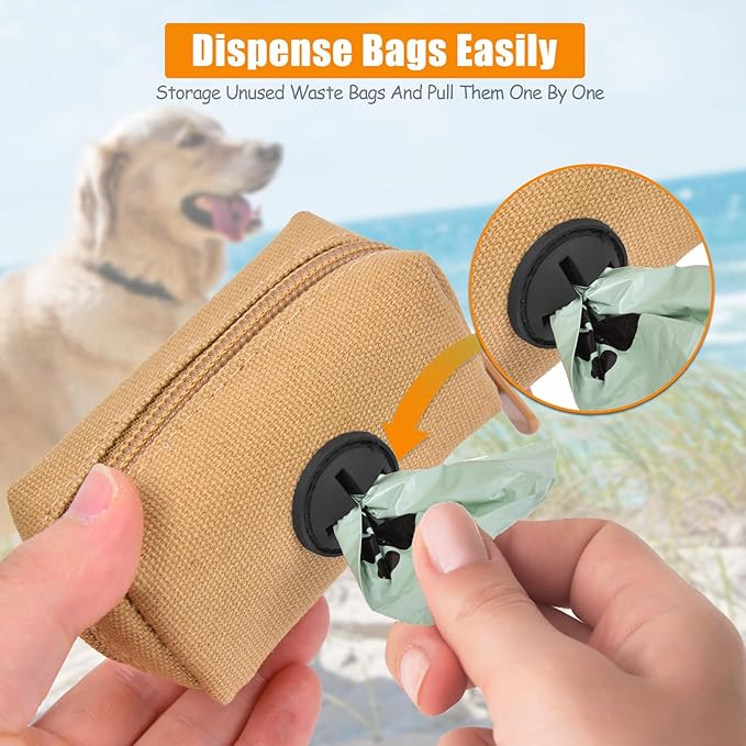 Dog Waste Bag Dispenser Pet Poop Bag Dispenser for Leash Accessory dog Poop Bag Holders Fits Dog Leash Include Hand Free Holder, Khaki, No-KaqiXB-PurrikoPets