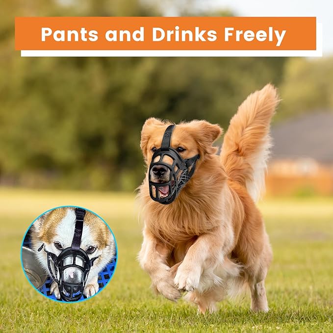 Dog Muzzle – Lightweight Breathable Basket Muzzle, Anti-Biting & Chewing, Adjustable Fit for Small, Medium & Large Dogs(Size 3)-PurrikoPets