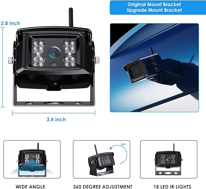 1080P FHD Digital Wireless Backup Camera System Kit for RV/Truck/Trailer/Van/Bus,Night Vision,7inch HD LCD Monitor,IP69 Waterproof Rear View Camera No Interference Record-HW02-M-PurrikoPets