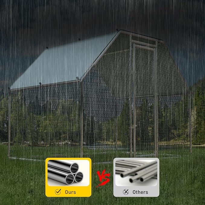 1.26’’ Large Metal Chicken Coop Walk in, Chicken Pen for Chickens, Outdoor Chicken Runs Coops Dog Kennel, Flat Roofed Chicken Runs for Yard with Anti-Ultraviolet Cover (9.2’L x6.2’W x6.4’H)-PurrikoPets