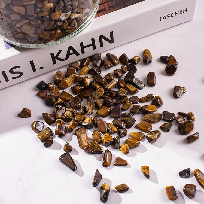 3 Lb Tiger Eye Aquarium Gravel Rocks Polished Tumbled Crushed Stones, Natural Crushed Stone Crystal Chips Decorative for Fish Tank||Vase Filler|Succulent Plants Decor, 6mm-9mm-PurrikoPets