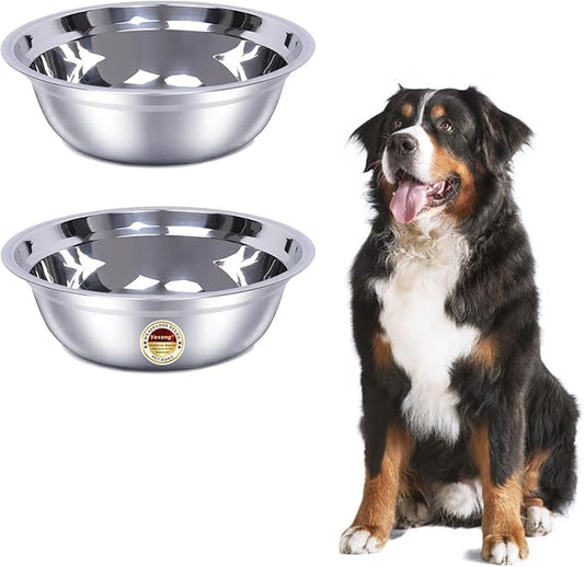 2 Pack, L Size Bowls, Matches Vexong L Size Elevated Dog Bowl Stand, for Dogs Between 60 and 100 lb, Stainless Steel Dog Bowl, Capacity 0.8 Gal / 12.5 Cup / 106 Oz / 3 Liter, Rustproof, Durable,-PurrikoPets