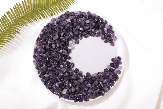 1lb Amethyst Aquarium Gravel Rocks Natural Tumbled Healing Crystal Chips Bulk Gemstones Tumbled Crushed Stones for Fountain Vase Filler Planters Decorative Fish Tank Potted Reiki Energy Balancing-PurrikoPets