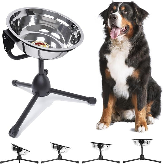 Elevated Dog Bowl with Adjustable Metal Stand,Large Size for Dogs Between 60 and 100 lbs, 0.8 Gal 3 Liter Stainless Steel Dog Food Bowl Water Bowl Height Adjustable Non-Slip Raised Dog Bowl Set-PurrikoPets