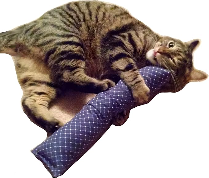15" Cat Kicker Toy with Refillable Catnip Pocket (Navy) - Filled with Premium Canadian Catnip-PurrikoPets
