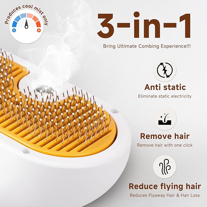 3-in-1 Pet Steam Brush Set for Dogs & Cats, Grooming Comb with Spray, Defur Tool, Water-Free Shampoo, Bath Gloves,Bath Brush, Tooth & Ear Brush, Towel (11PCS)-PurrikoPets
