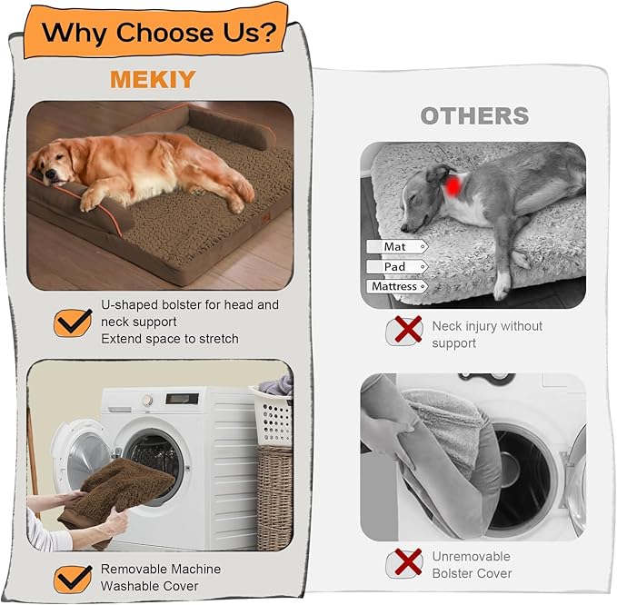 Extra Large Dog Bed-Orthopedic Waterproof XL Dog Bed for XLarge Extra Big Dogs - Foam Couch Sofa Washable with Removable Cover-Coffee-PurrikoPets